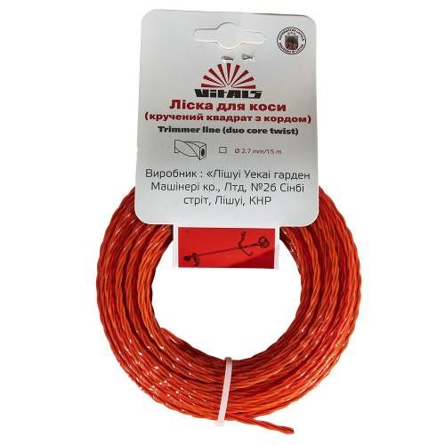 Лісочка для триммерів Vitals (кручений квадрат з кордом) 2.7mm*15m