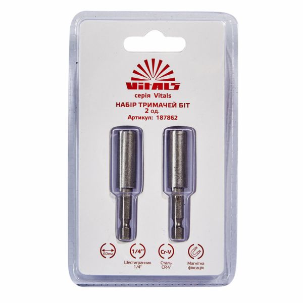 Тримач для біт магнітний 1/4″×60 мм, 2 шт. Vitals